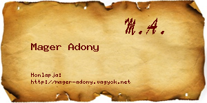 Mager Adony névjegykártya